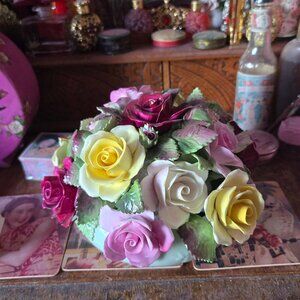 Vintage Royal Adderly Bone China Rose and Flower Bouquet Cottagecore Romantic